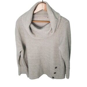 Soft Surroundings Sweater Women's Plus Size 1X Gray Langley Cowl Neck Cozy Tunic